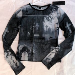 Widow Graveyard Cemetery Mesh Top Dollskill - Size small NWT